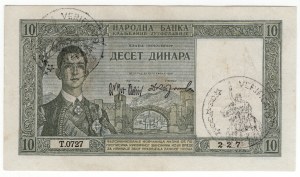 Juhoslávia, 10 dinárov 1939 - s pečiatkou Verificato