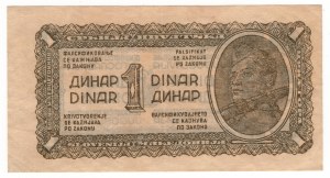 Jugoslávie, 1 dinár 1944 - jemný papír