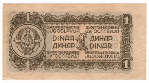 Jugoslávie, 1 dinár 1944 - jemný papír