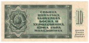 Juhoslávia, 10 dinárov 1950 - reverzný odtlačok