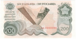 Jugoslávie, 200 Dinara 1990 SPECIMEN