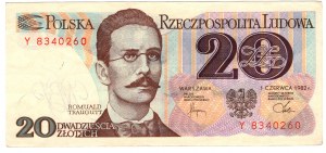 Pologne, PRL, 20 zloty 1982, série Y
