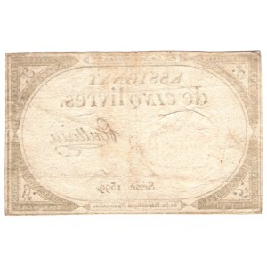 Francja, asygnata na 5 livres 1793