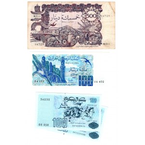 Algieria, 500 dinars 1970 | 100 dinars 1981 | 2 x 100 dinars 1992, zestaw 4 sztuki