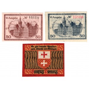 Elbląg (Elbing), 50 fenigów 1919, 1920, 1921, zestaw 3 sztuk