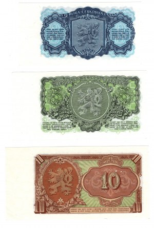 Československo, 3,5,20 korun 1953, sada 3 kusů