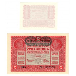 Austria, 1 korona 1922 | 2 korony 1917, zestaw 2 sztuk