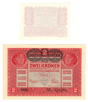 Austria, 1 korona 1922 | 2 korony 1917, zestaw 2 sztuk