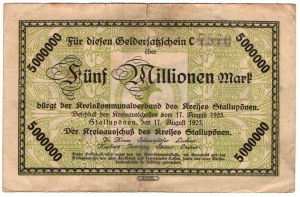 Stołupiany (Stalluponen), 5 millions de marks 1923
