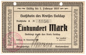 Goldap( Goldap), 100 Mark 1918