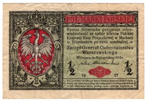 Poland, 1/2 Polish mark 1916, General, B series