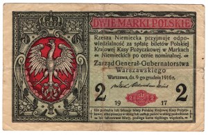Pologne, 2 marques polonaises 1916, Général, Série B