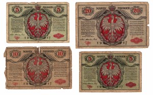 Polska, 2 x 5, 10, 20 marek polskich, zestaw 4 sztuk