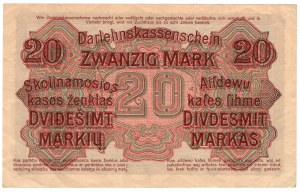 Kaunas, 20 marek 1918, série A - krásný a vzácný nominál v tomto stavu