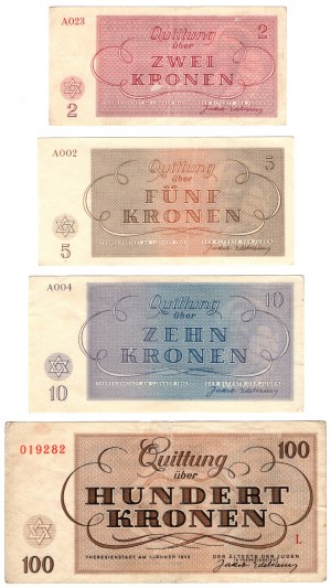 Czechosłowacja, Getto Terezin, 2,5,20,100 koron 1943, zestaw 4 sztuk