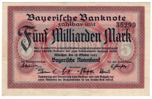 Německo, Bavorsko, 5 miliard marek 1923, Mnichov