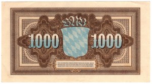 Germania, Baviera, 1000 marchi 1922, Monaco, serie H
