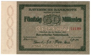 Německo, Bavorsko, 50 miliard marek 1923, Mnichov