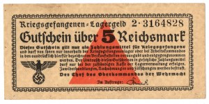 Allemagne, Bons universels de camp, Kriegsgefangenenb - Lagergeld - 5 Reichsmark, série 2