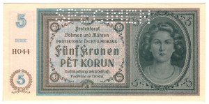 Protektorat Böhmen und Mähren, 5 Kronen (1940), SPECIMEN