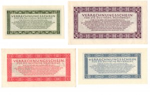 Nemecko, Wermacht, kupón 1, 5, 10, 50 mariek 1944, sada 4 kusov