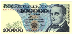 Pologne, 100 000 zloty 1990, série BN