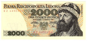 Pologne, PRL, 2 000 zlotys 1982, série BZ