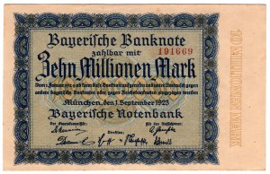 Nemecko, Bavorsko, 10 miliónov mariek 1923, Mníchov
