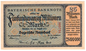 Allemagne, Bavière, 25 millions de marks 1923, Munich