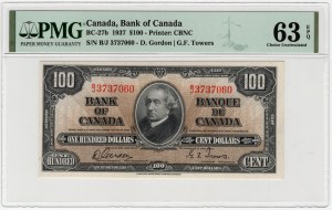 Canada, 100 dollars 1937 - Gordon & Towers