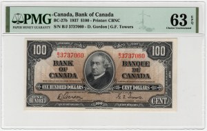 Canada, 100 dollari 1937 - Gordon & Towers
