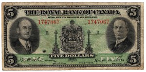 Kanada, 5 dolarů 1935