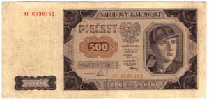 Pologne, 500 zloty 1948, série AU