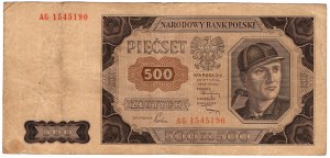 Pologne, 500 zloty 1948, série AG