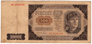 Polska, 500 złotych 1948, seria AG