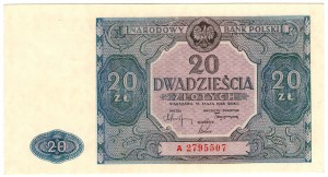 Poľsko, 20 zlotých 1946, séria A - modrotlač