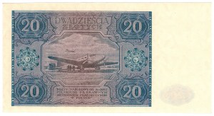 Polonia, 20 zloty 1946, serie A - stampa blu