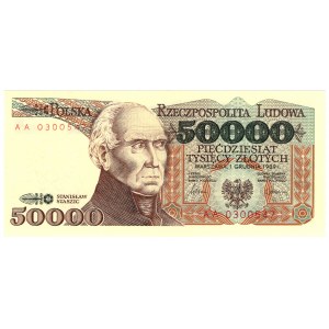 Polska, PRL, 50000 złotych 1989, seria AA