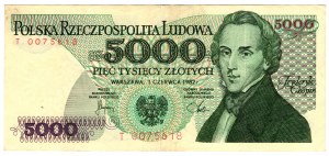 Poľsko, Poľská ľudová republika, 5000 zlotých 1982, séria T