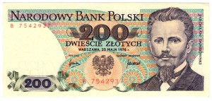 Polska, PRL, 200 złotych 1976, seria B - rzadka seria