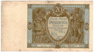 Polska, 20 złotych 1929, seria DJ - bardzo rzadkie