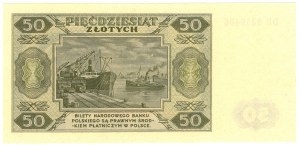 Pologne, 50 zloty 1948 série DU