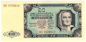 Polska, 20 złotych 1948 seria HU