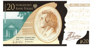 Polska, III RP, Fryderyk Chopin, 20 złotych 2009