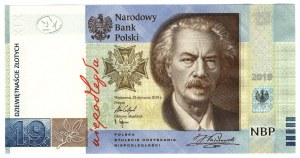 Pologne, 19 PLN 2019, Paderewski - LOW NUMBER 0000457