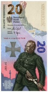 Polska, III RP, 20 złotych 2020, Bitwa Warszawska 1920, Józef Piłsudski