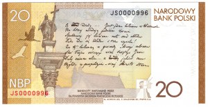 Pologne, III RP, Juliusz Słowacki, 20 PLN 2009