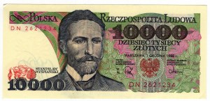 Poľsko, PRL, 10 000 zlotých 1988, séria DN