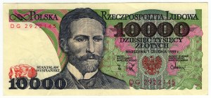 Poľsko, PRL, 10 000 zlotých 1988, séria DG