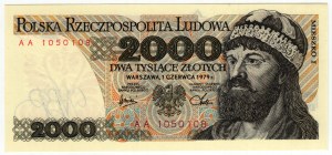 Polska, PRL, 2 000 złotych 1979, seria AA